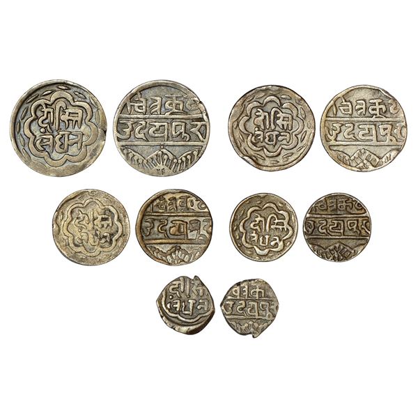 Princely States : Mewar-Udaipur, Swarup shahi series, set of 5 silver coins