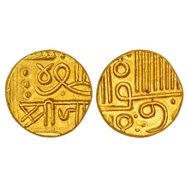 Princely States : Nawanagar, Vibhaji (1852-1894 AD), gold ½ kori, AH 978 (frozen)