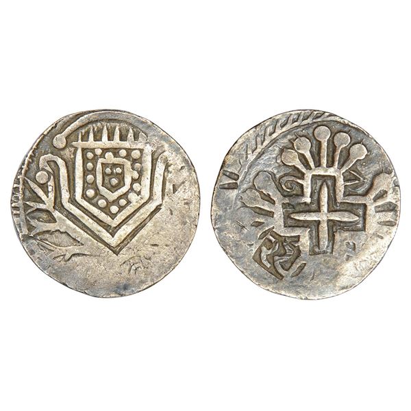 Portuguese-India, D. Peter II (1683-1706 AD), Diu, silver xerafim, KM 5, 11.79g.