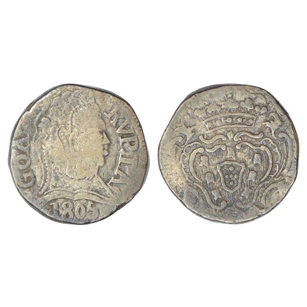 Portuguese-India, D. Maria I (1777-1799 AD), Goa, silver rupia, AD 1805, KM 205, 10.77g.