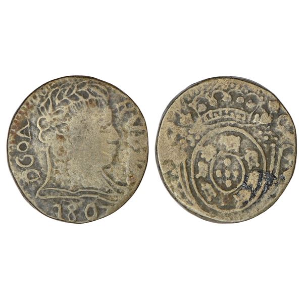 Portuguese-India, D. Joao, Prince regent (1799-1816 AD), silver rupia, AD 1807, KM 219