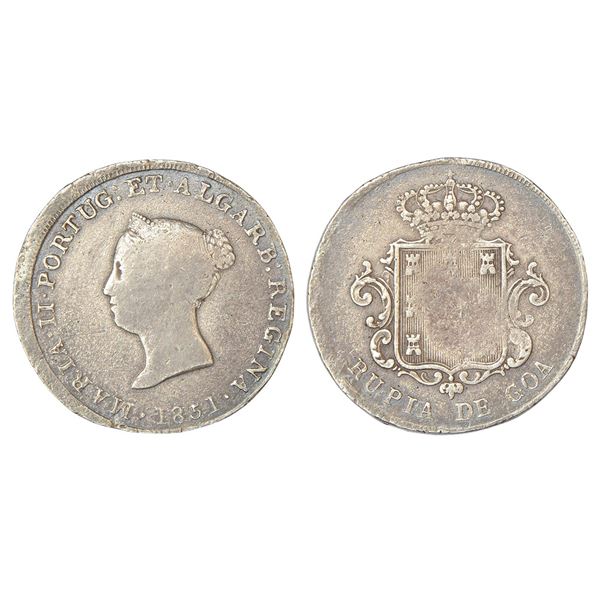 Portuguese-India, D. Maria II (1834-1853 AD), Goa, silver rupia, AD 1851, KM 275, 10.96g