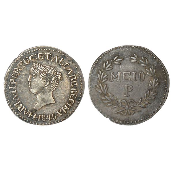 Portuguese-India, 'D. Maria II (1834-1853 AD), Goa, silver ½ pardao (150 reis), AD 1846