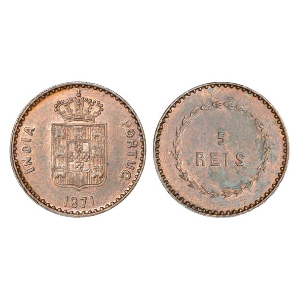 Portuguese-India, 'D. Luiz I (1861-1889 AD), colonial coinage, machine struck, copper 5 reis