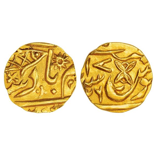 Bengal Presidency, Muhammadabad Banaras mint, gold ¼ mohur, in name of Shah Alam II
