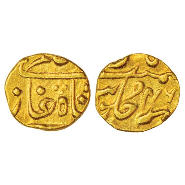 Bombay Presidency, Bombay mint, gold 1/15 mohur (rupee), struck at Surat; 0.79g.