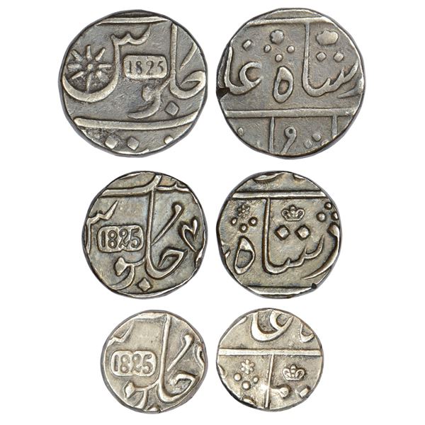 Bombay Presidency, Surat mint, set of 3 silver coins (3 coins)