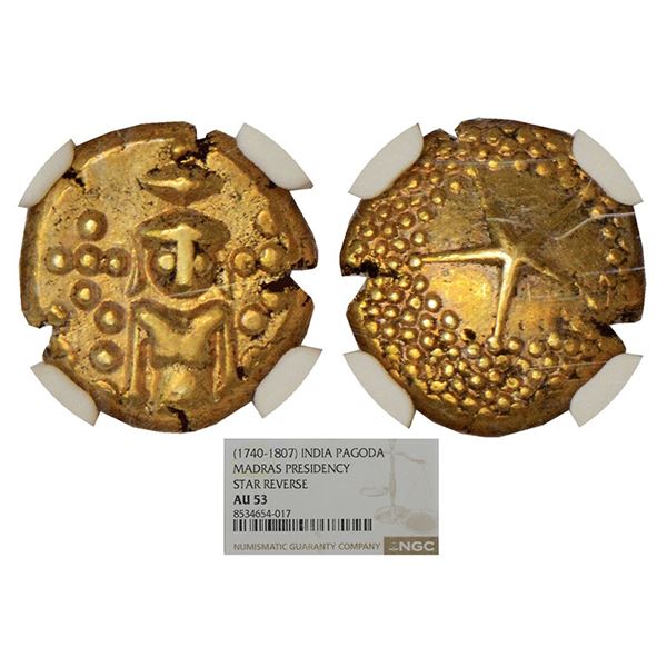 Madras Presidency, Madras mint, early coinage, gold star pagoda, ND (1740-1806 AD)