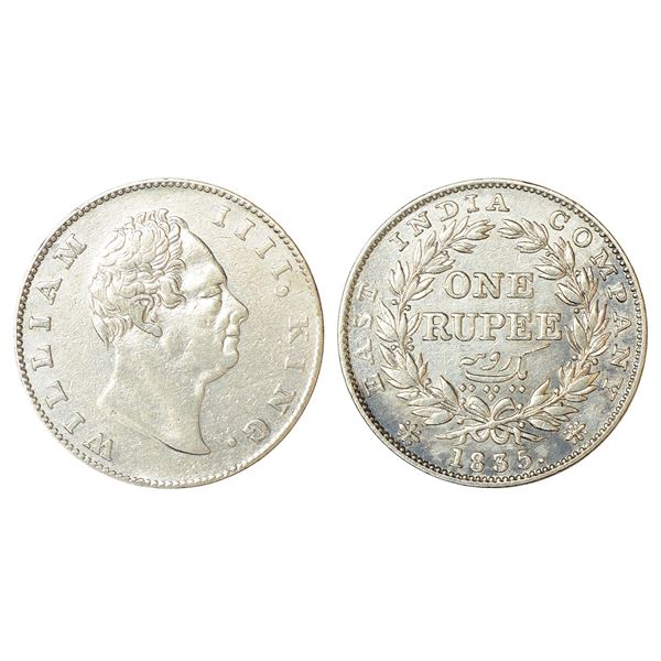British India : William IV, mule, silver rupee, 1835, Calcutta mint, 11.50g.