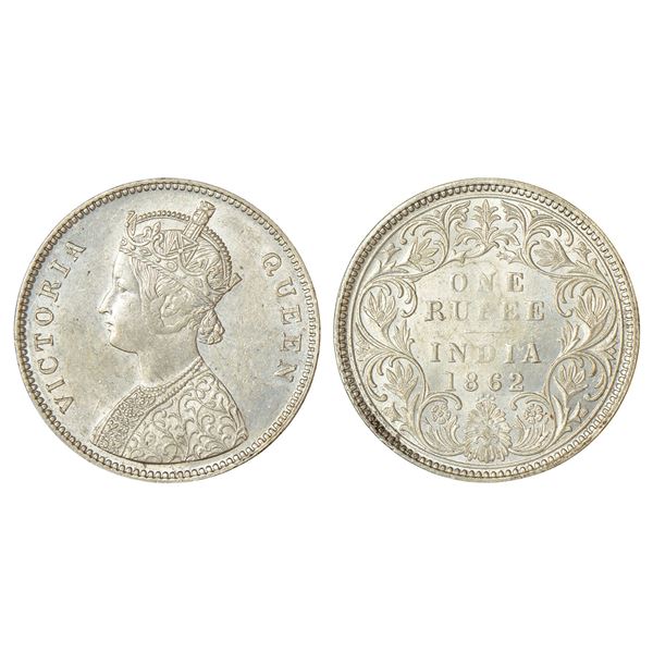 British India : Victoria Queen, silver rupee, 1862, Bombay mint, 11.68g.