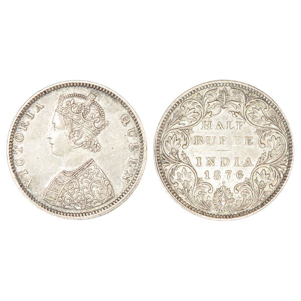 British India : Victoria Queen, silver ½ rupee, 1876, Bombay mint, 5.82g.
