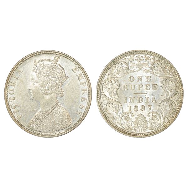 British India : Victoria Empress, silver rupee, 1887, Bombay mint