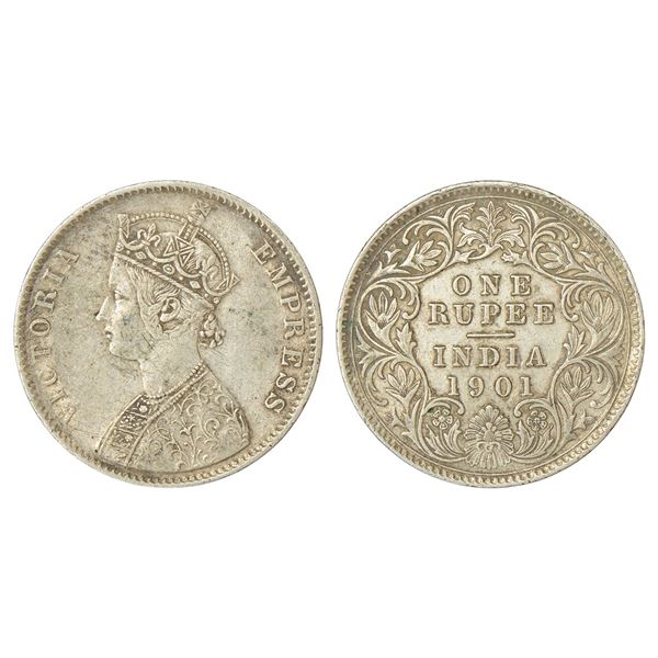 British India : Victoria Empress, silver rupee, 1901, Calcutta mint