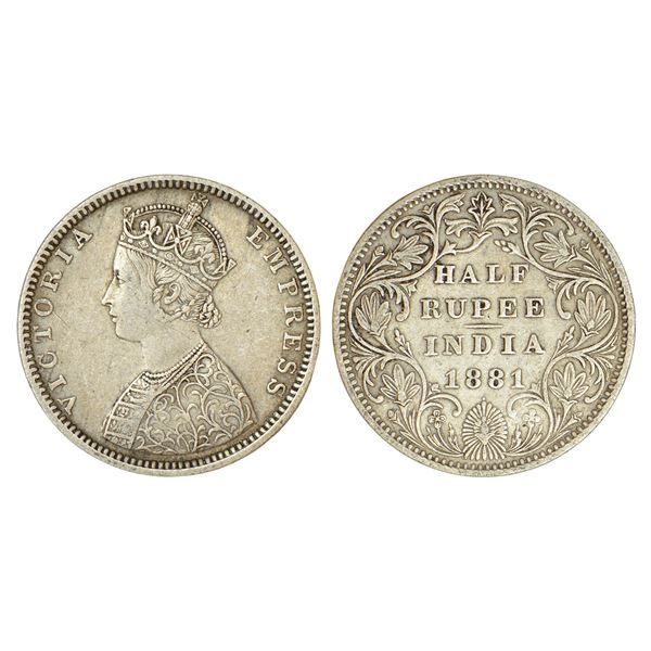British India : Victoria Empress, silver ½ rupee, 1881, Bombay mint, 5.72g.