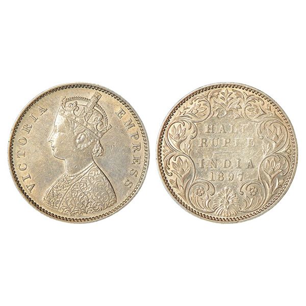 British India : Victoria Empress, silver ½ rupee, 1897, Bombay mint, 5.77g.