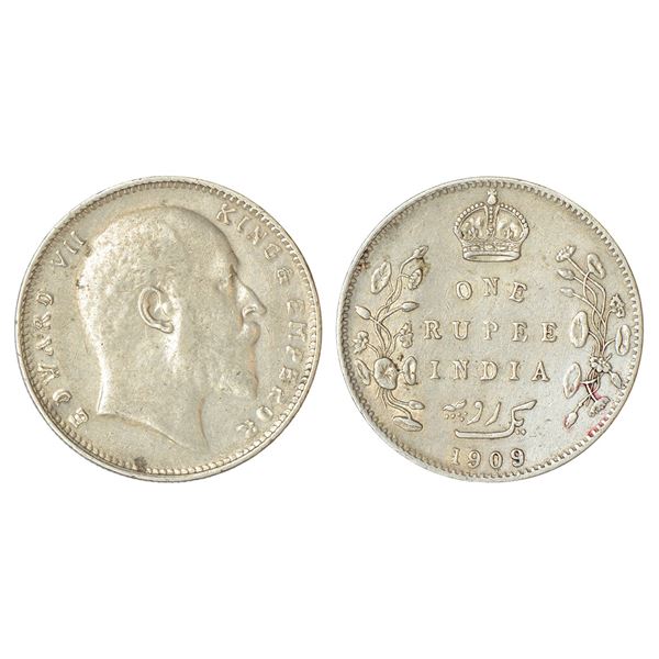 British India : Edward VII, silver rupee, 1909, Bombay mint, 11.59g.