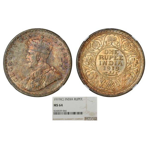British India : George V, silver rupee, 1919, Calcutta mint, no dot, PR 215; GK 1039.