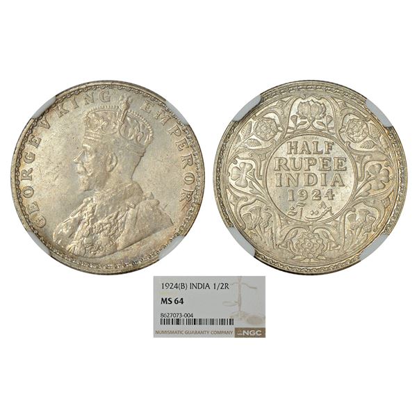 British India : George V, silver ½ rupee, 1924, Bombay mint, dot, PR 346; GK 1064.