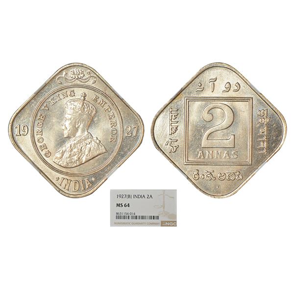 British India : George V, cupro-nickel 2 annas, 1927, Bombay mint