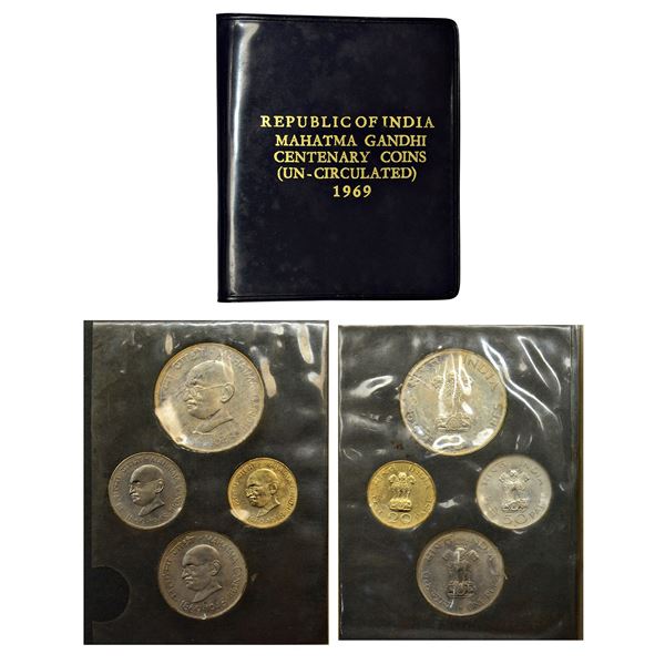 Republic of India : 1969, Mahatma Gandhi Centenary, UNC set of 4 coins