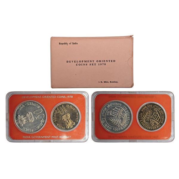Republic of India : 1978, Food & Shelter for All, UNC set of 2 coins