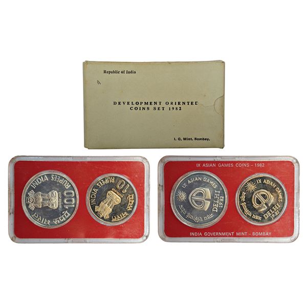 Republic of India : 1982, IX Asian Games, UNC set of 2 coins