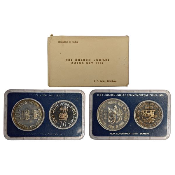 Republic of India : 1985, Reserve Bank of India, UNC set of 2 coins