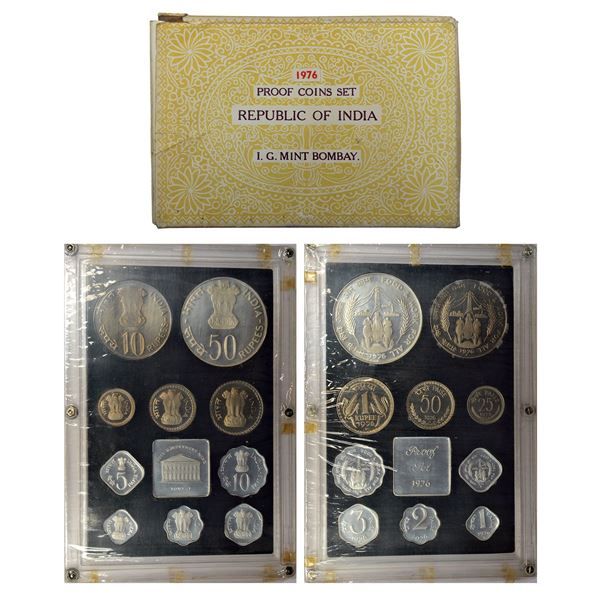 Republic of India : 1976, Food & Work for All, Proof set of 10 coins