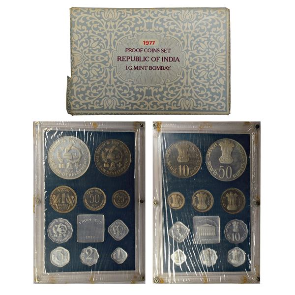 Republic of India : 1977, Save For Development, Proof set of 10 coins
