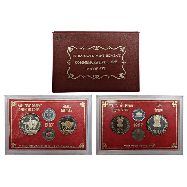 Republic of India : 1987, Small Farmers, Proof set of 3 coins
