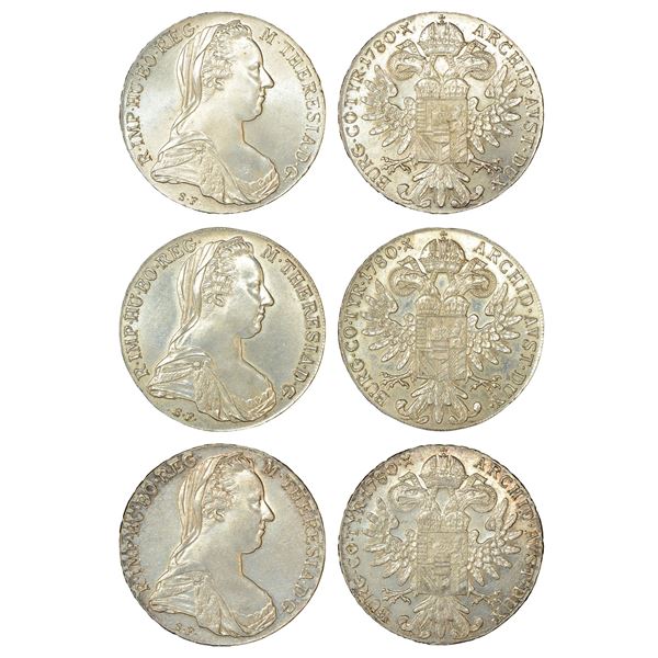 Foreign Coins : Austrian State-Burgau, Maria Theresa, silver thaler (3), 1780