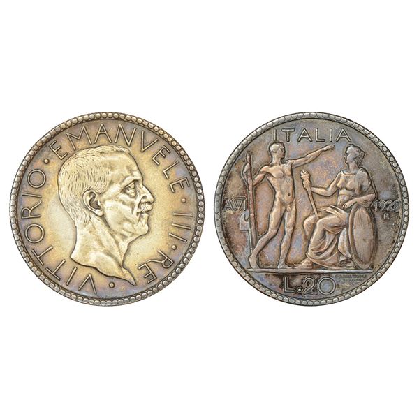 Foreign Coins : Italy, Vittorio Emanuele III, silver 20 lira, 1928, year VI, KM 69, 14.84g