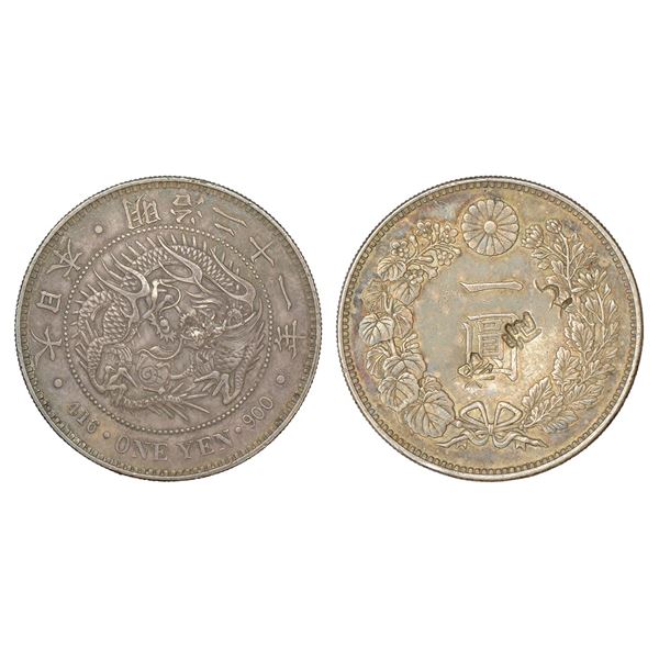 Foreign Coins : Japan, Mutsuhito, silver yen, ND (1888)/year 21, KM YA25.3, 26.88g