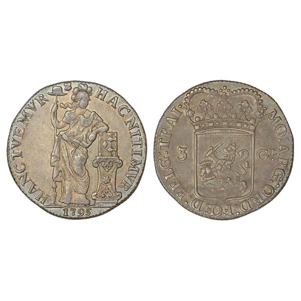 Foreign Coins : Netherlands-Utrecht, silver 3 gulden, 1795, KM 9.3, 31.50g