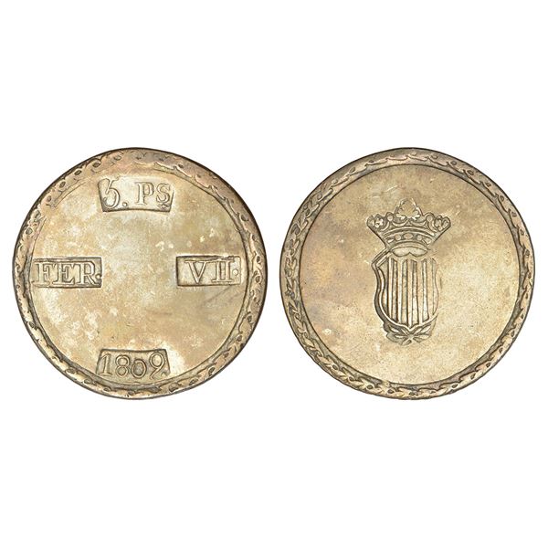 Foreign Coins : Spain-Lerida Province, Ferdinand VII, silver 5 pesetas, 1809