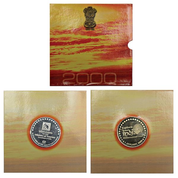 Medals, Badges, Decorations : Millennium medallion 1 January 2000, silver, 50g, struck by MMTC Ltd