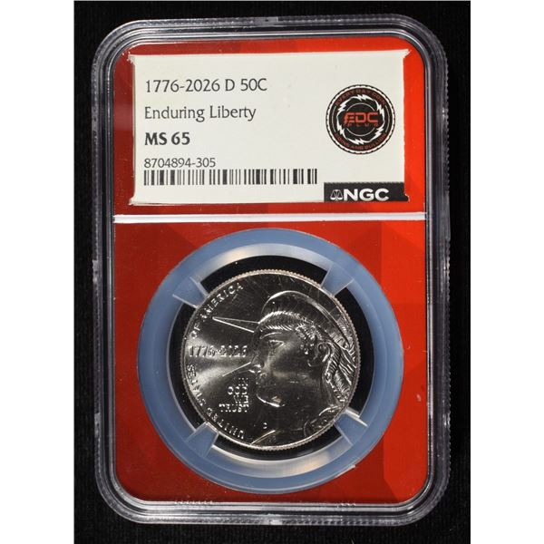 1776-2026-D ENDURING LIBERTY HALF DOLLAR NGC MS-65