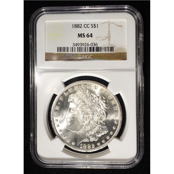 1882-CC MORGAN DOLLAR NGC MS-64