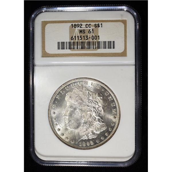 1892-CC MORGAN DOLLAR NGC MS-61