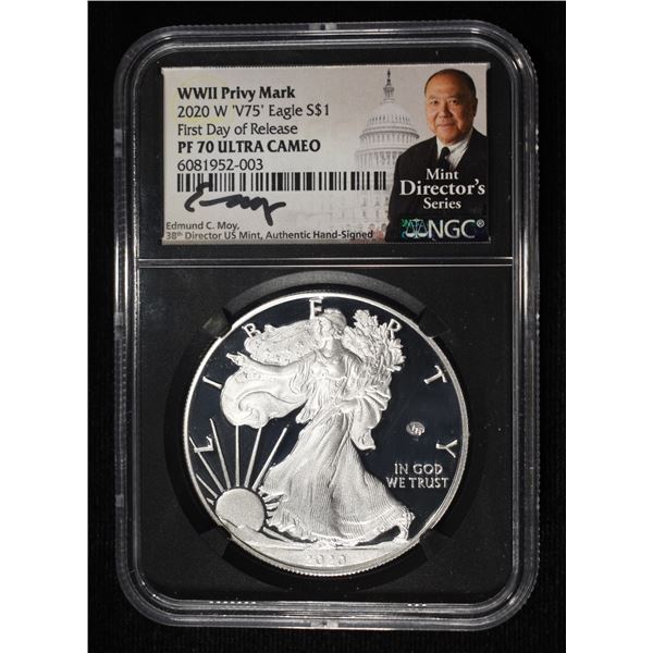 2020-W V-75 PRIVY PROOF EAGLE NGC PF70 ULTRA CAMEO