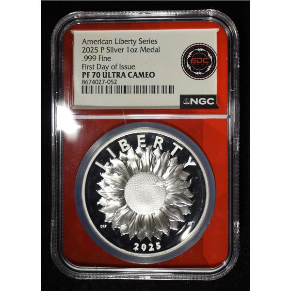 2025-P 1 OZ .999 SILVER NGC PF70 ULTRA CAMEO