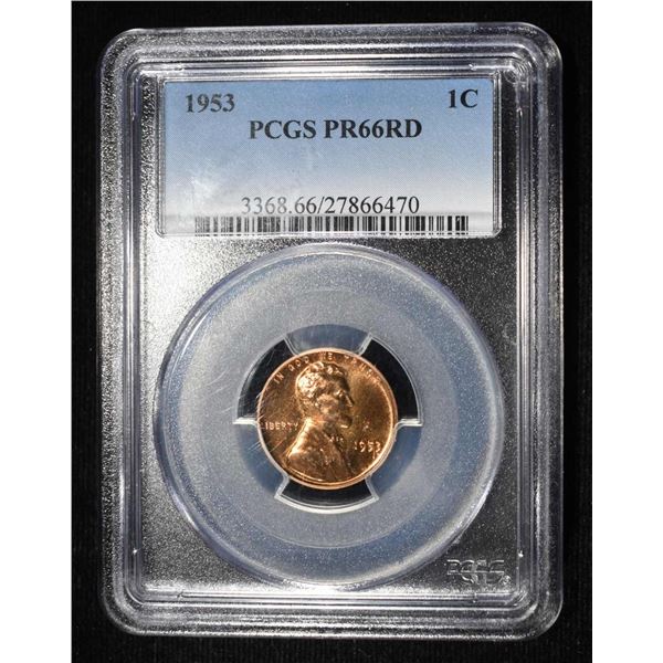 1953 LINCOLN CENT PCGS PR-66 RD