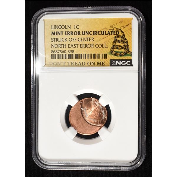 MINT ERROR UNC LINCOLN CENT NGC OFF CENTER BU