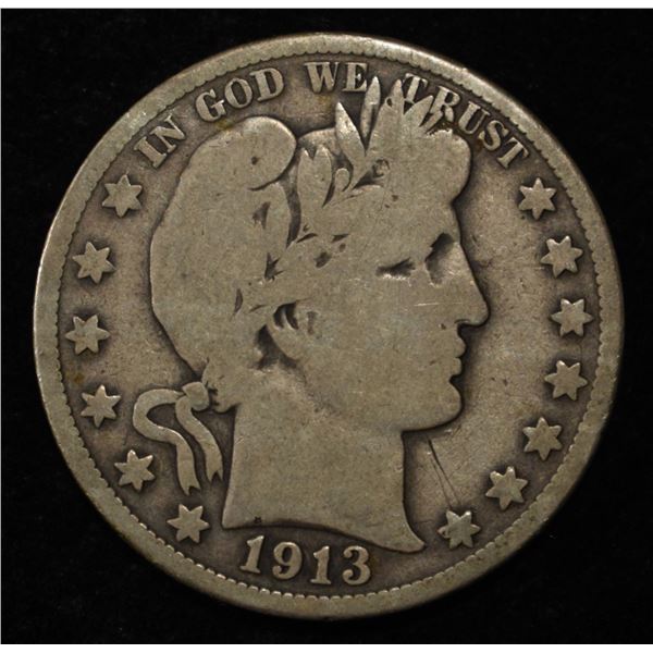 1913 BARBER HALF DOLLAR VG
