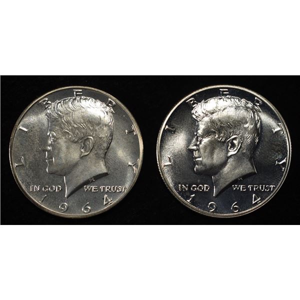 (2) 90% SILVER 1964 KENNEDY HALF DOLLARS PROOF BU