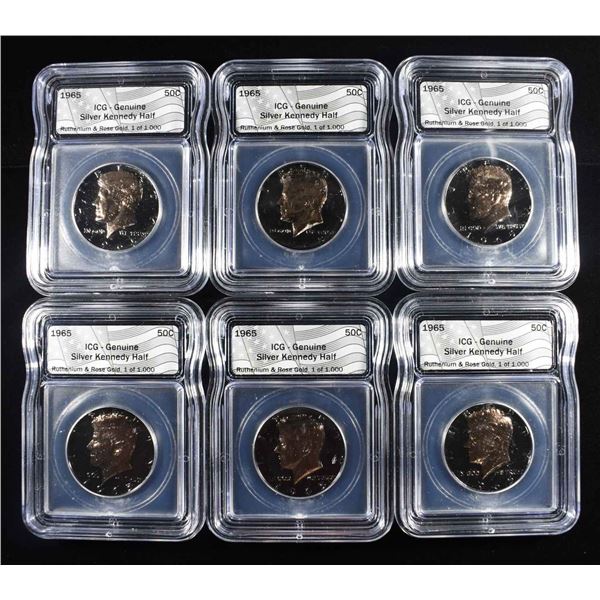 (6)1965 KENNEDY 50C ICG BLACK RUTHENUIM & ROSE AU