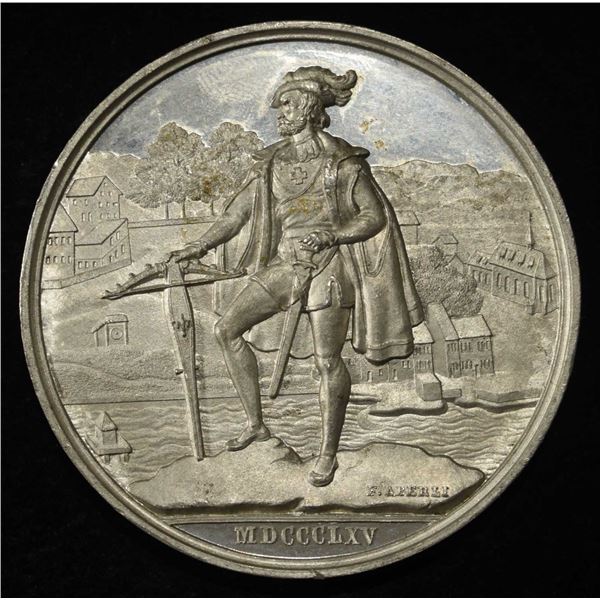 1865 SWISS SHOOTING MEDAL ZURICH, WHITE METAL