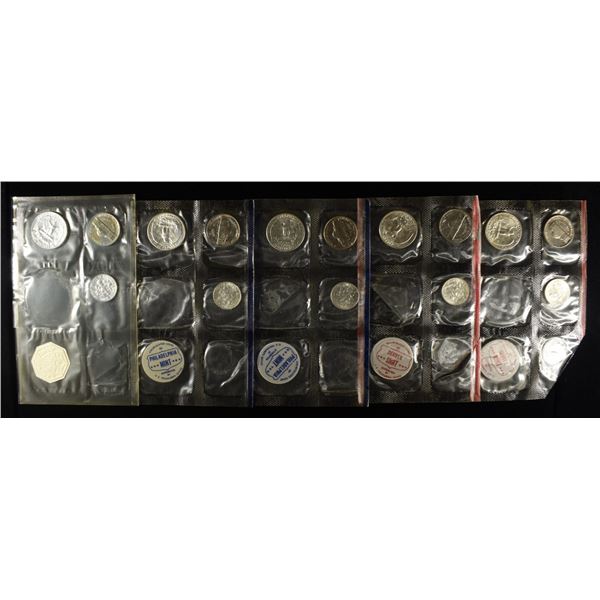 (5) 1961 PARTIAL MINT SETS MISSING 50C & 1 CENT