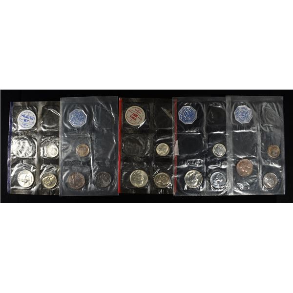 (5) 1961 PARTIAL MINT SETS MISSING 50C & 1 CENT