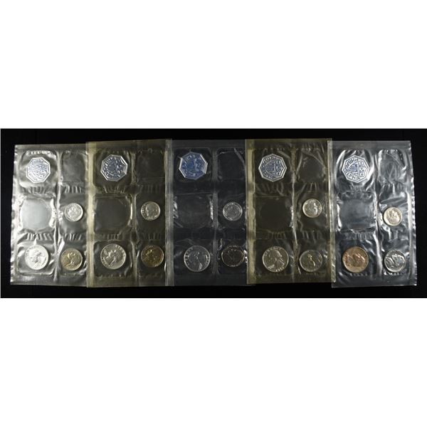 (5) 1962 PARTIAL MINT SETS MISSING 50C & 1 CENT